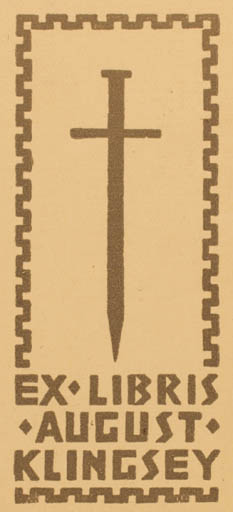 Exlibris by Sejr Uttenthal from Denmark for August Klingsey - 
