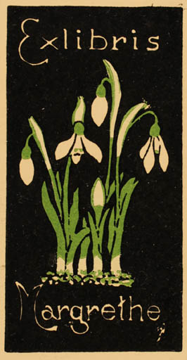 Exlibris by Jørgen Jensen from Denmark for Margrethe Johansen - Flower Flora 