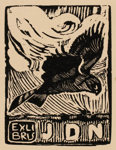 Exlibris by Leif Rydeng from Denmark for Johan Due Nielsen - Bird 