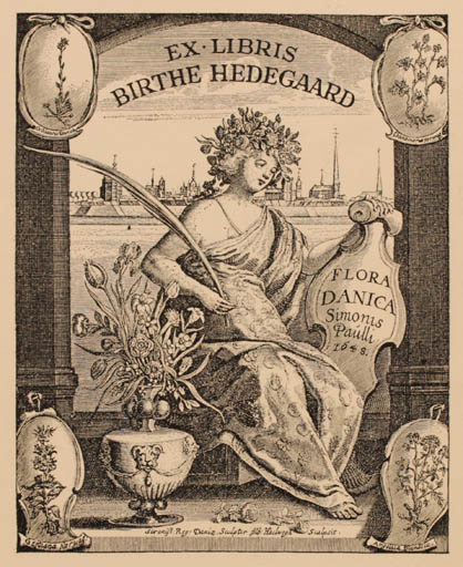 Exlibris by ? ? from Unknown for Birthe Hedegaard - Flower Flora 