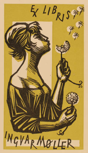 Exlibris by Jaroslav Vodrazka from Czechoslovakia for Ingvar Møller - Woman 