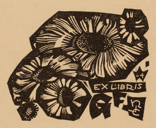 Exlibris by Arisztid Nagy from Hungary for ? G.F. - Flower 