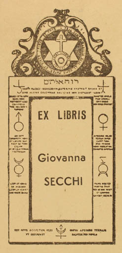 Exlibris by Giovanna Secchi from Italy for Giovanna Secchi - Text/Writing 