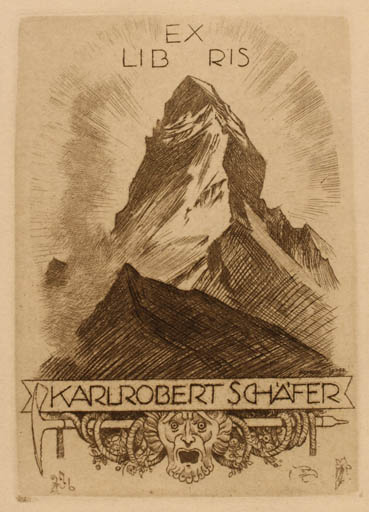 Exlibris by Alfred Soder from Germany for Karl Robert Schäfer - Mountain 