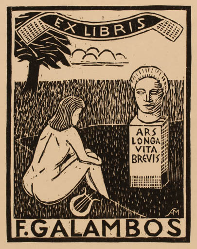 Exlibris by Svend Aage Mollerup from Denmark for Galambos Ferenc - Woman Tree 