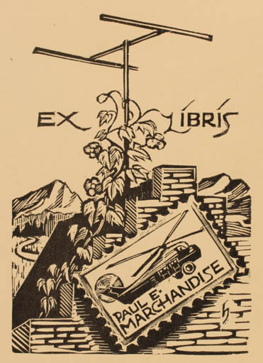 Exlibris by Hans Hauke from Austria for Paul Marchandise - Aircraft 