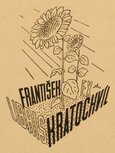 Exlibris by Jan Brukner from Czechoslovakia for Fantisék Kratochvil - Flower Flora 