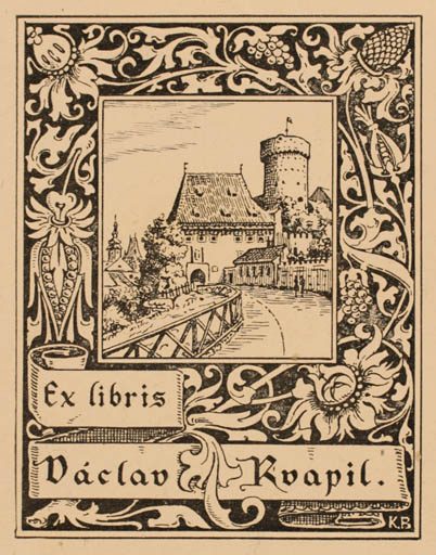 Exlibris by K Busek from Czechoslovakia for Vaclav Rvapil - Architecture 