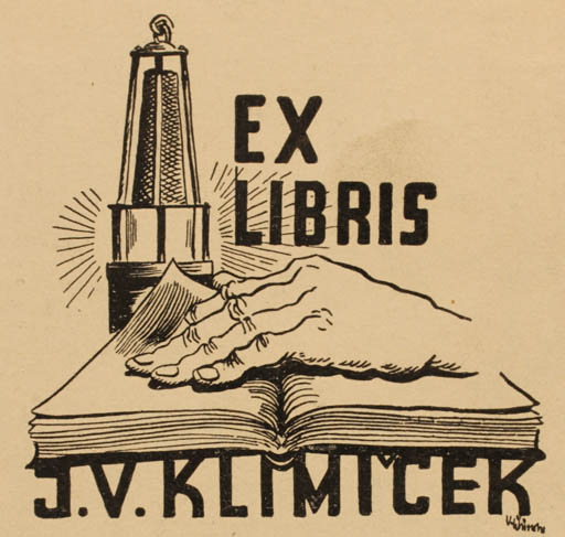 Exlibris by V. Wünsche from Germany for J.V. Klimicek - Book Hand(s) 