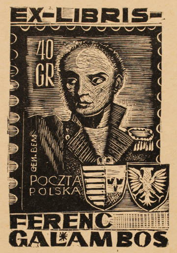 Exlibris by Zygmunt Acedanski from Poland for Galambos Ferenc - Portrait 