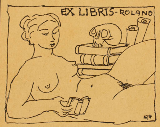 Exlibris by Hermann Reyers from Sweden for ? Roland - Woman Nude 