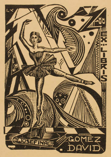 Exlibris by Arpad Daniel Nagy from Hungary for Josefina Gømez David - Woman Theater/Cirkus 