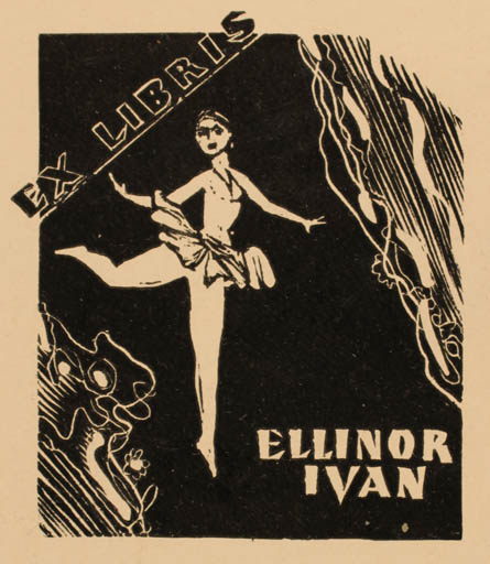 Exlibris by R. Tamverk from Estonia for Ellinor Ivan - Theater/Cirkus 