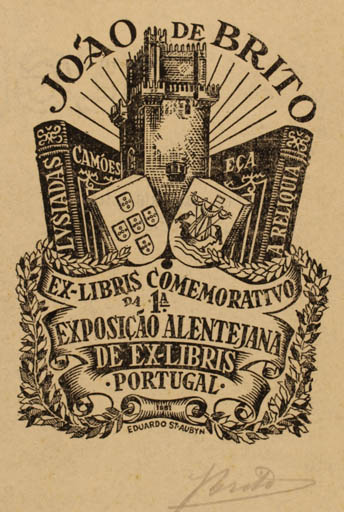 Exlibris by Eduardo St Aubyn from Spain for Joáo De Brito - Exlibris Congress 