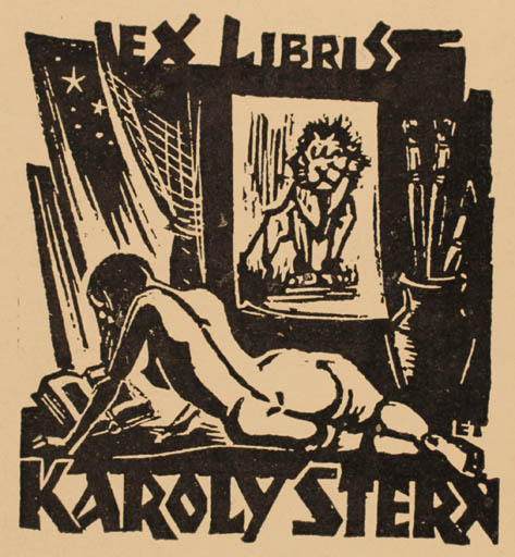 Exlibris by Transtok Eugen from Estonia for Karoly Stern - Book Interior Woman Nude 