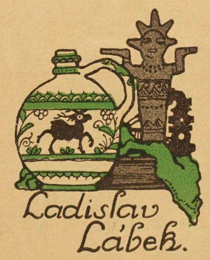 Exlibris by ? B.J. Krs from Czechoslovakia for Ladislav Lábek - 