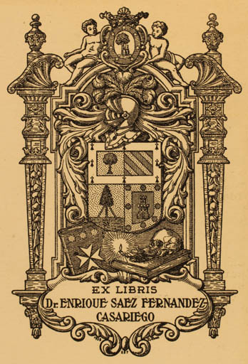 Exlibris by Richard Abad from Spain for Dr. Enrique Saez Fernadez Casariego - Heraldry 