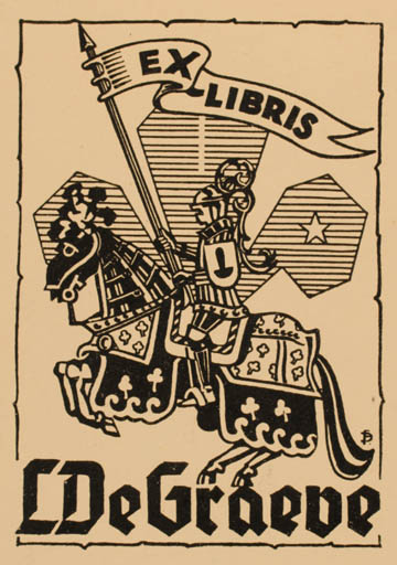 Exlibris by Freddy Duynschlaegher from Belgium for L. De Graeve - Horseman/Rider 