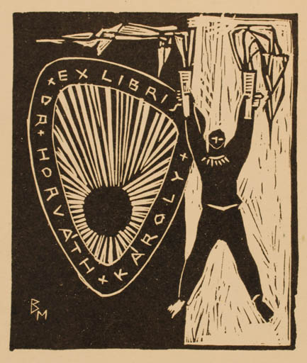 Exlibris by Bajusz Mihály from Hungary for Dr. Horváth Károly - 