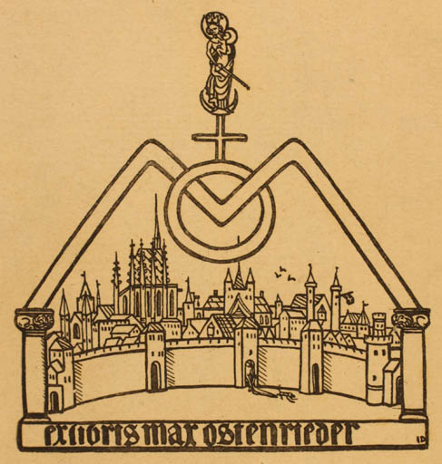 Exlibris by Prof. Jul Dier from Germany for Max Ostenrieder - Castle/Palace City 
