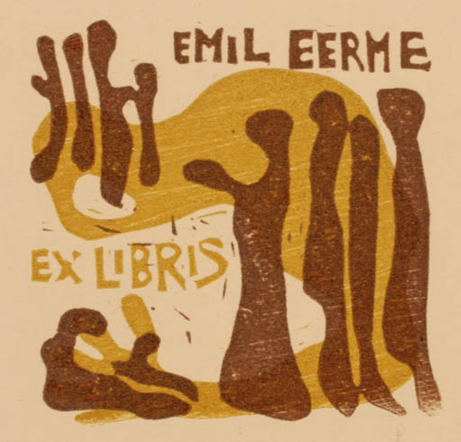 Exlibris by Maria Elisa Leboroni from Italy for Emil Eerme - Abstract 