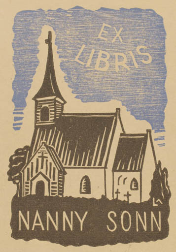 Exlibris by Lorentz May from Denmark for Nanny Sonn - Church 