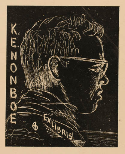 Exlibris by Arne Olsen from Denmark for K.E. Nonboe - Portrait 