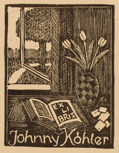 Exlibris by Svend Aage Mollerup from Denmark for Køhler Johnny - Flower Book Interior 