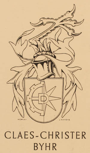 Exlibris by Jan Raneke from Sweden for Claes- Christer Byhr - Heraldry 