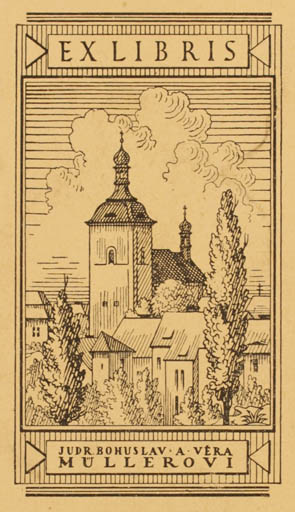 Exlibris by K Klinsky from Czechoslovakia for Judr. Bohuslav a Vèra Müllerovi - City Church 