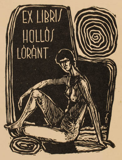 Exlibris by Bèla Stettner from Hungary for Hollòs Lòrànt - Woman Nude 