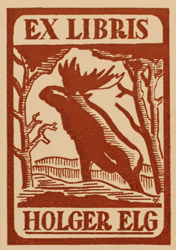Exlibris by Rune Sjögren from Sweden for Holger Elg - Fauna 
