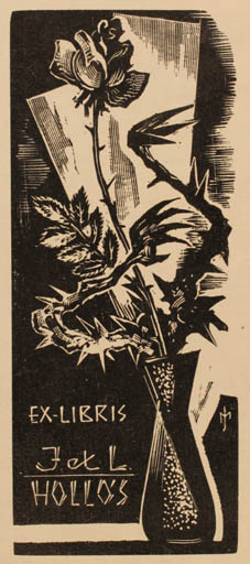 Exlibris by Jozsef Menyhart from Hungary for J. L. Hollos - Flower Flora 