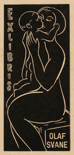 Exlibris by Walter Schaldemose from Denmark for Olaf Svane - Child Woman 