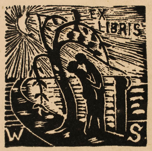 Exlibris by Walter Schaldemose from Denmark for Walter Schaldemose - Couple Romance Tree 