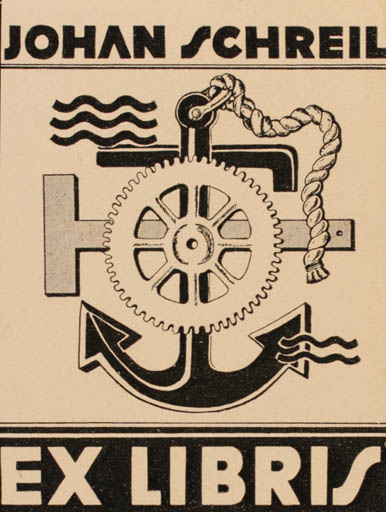 Exlibris by Anna- Lina Teromelin from Sweden for Johan Schreil - Maritime 