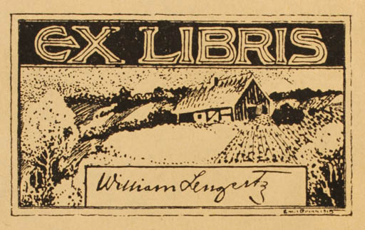 Exlibris by Emil Brinck from Sweden for William Lengertz - Architecture Scenery/Landscape 
