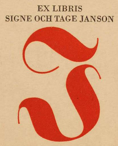 Exlibris by Allan Jungbua from Sweden for Signe & Tage Janson - 