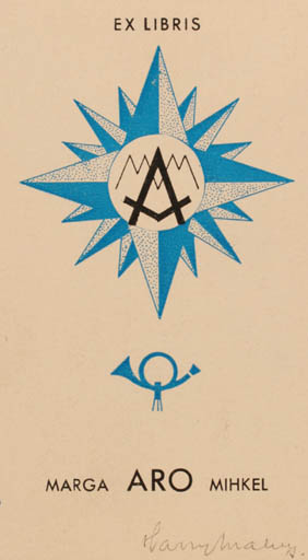 Exlibris by Harry A. Malm from Estonia for Marga Aro Mihkel - Abstract Monogram 