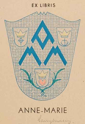 Exlibris by Harry A. Malm from Estonia for Anne- Marie Malm - Monogram 