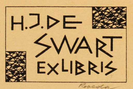 Exlibris by Roland Roveda from Austria for H. J. de Swart - Text/Writing 