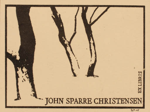 Exlibris by Thomas Pedersen from Denmark for John Sparre Christensen - Tree 