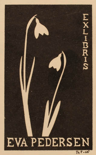 Exlibris by Thomas Pedersen from Denmark for Eva Pedersen - Flower Flora 