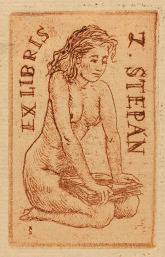 Exlibris by Hugo Silbersky from Czechoslovakia for Z Stepan - Woman Nude 