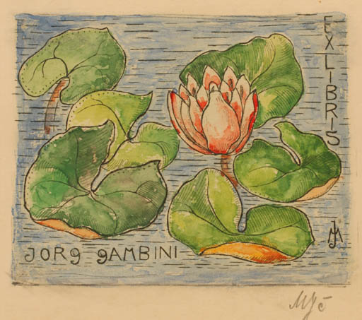 Exlibris by Marie Jancakova from Czechoslovakia for Iorg Gambini - Flower Flora 