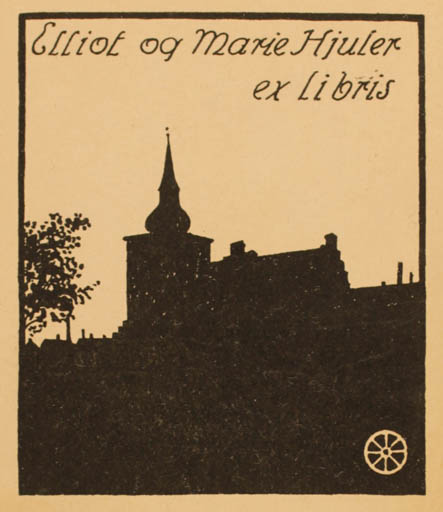 Exlibris by Elliot Hjuler from Denmark for Elliot og Marie Hjuler - Castle/Palace 
