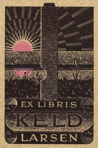 Exlibris by Christian Blæsbjerg from Denmark for Keld Larsen - Sun 