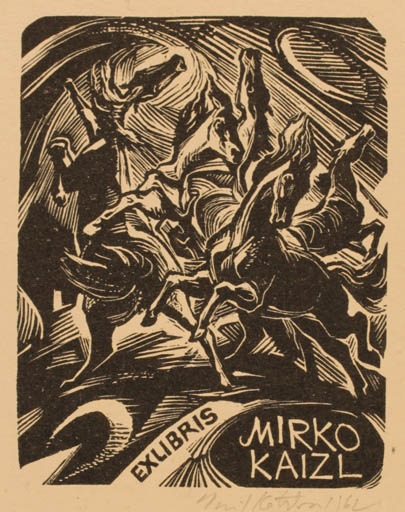 Exlibris by Emil Kotrba from Unknown for Mirko Kaizl - Horse 