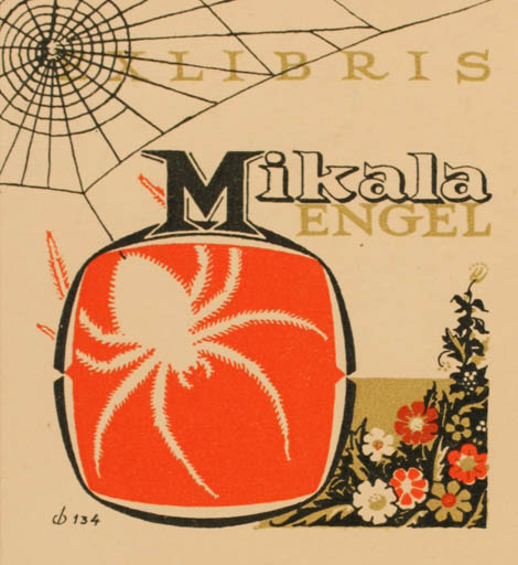 Exlibris by Christian Blæsbjerg from Denmark for Mikala Engel - Flora Insect 