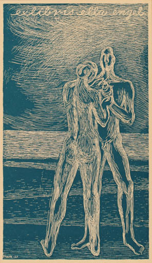 Exlibris by Muggi Wille Nielsen from Denmark for Ella Engel - Nude Couple 